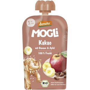 Piure bio din fructe organice, banane si cacao, 100g, Mogli