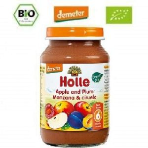 Piure Eco mere si prune 6 luni+, 190 g, Holle