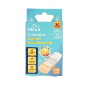 Plasturi actiune dezinfectanta 7cmx2cm, 20bucăți, Minut