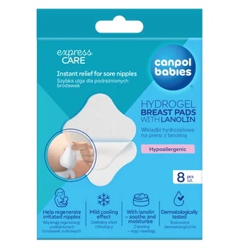Plasturi cu hidrogel si lanolina pentru mameloane iritate 1/656, 8 bucati, Canpol Babies