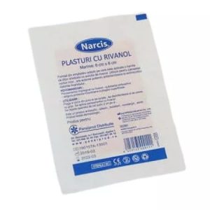 Plasturi cu rivanol 6 x 8cm, 50 bucati, Narcis