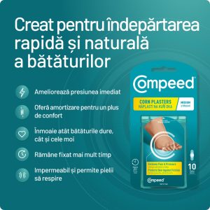 Plasturi medii pentru bataturi profunde, 10 bucati, Compeed