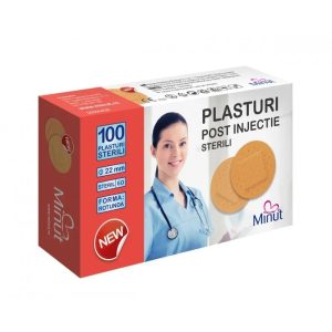 Plasturi post injectie rotunzi, 22mm, 100 bucati, Minut