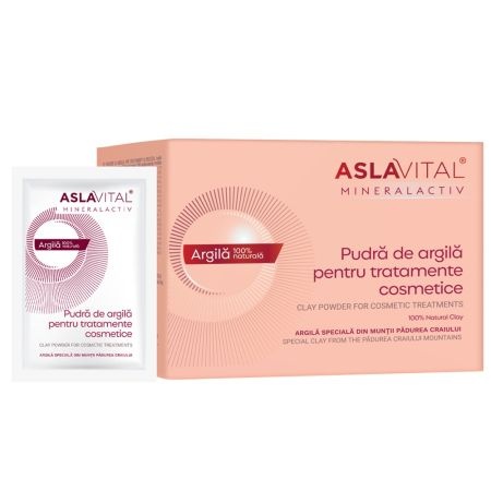 Pudra de argila pentru tratamente cosmetice Mineralactiv, 10 plicuri x 20 g, Aslavital