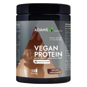 Pulbere proteica vegana cu aroma de ciocolata, 454g, Adams