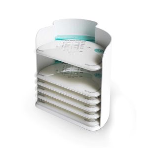 Pungi pentru stocarea laptelui, 150ml, 25 bucati + organizator, Nanobebe