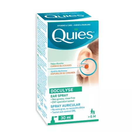 Quies Doculyse – Spray Auricular pentru Eliminarea Dopului de Ceara, 30 ml