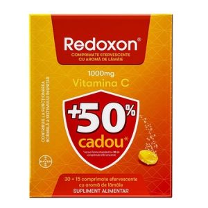 Redoxon Vitamina C 1000mg cu aroma de lamaie, 30 + 15 comprimate efervescente, Bayer
