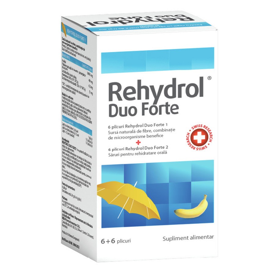 Rehydrol Duo Forte 6 plicuri – Probiotice si electroliti, MBA Pharma