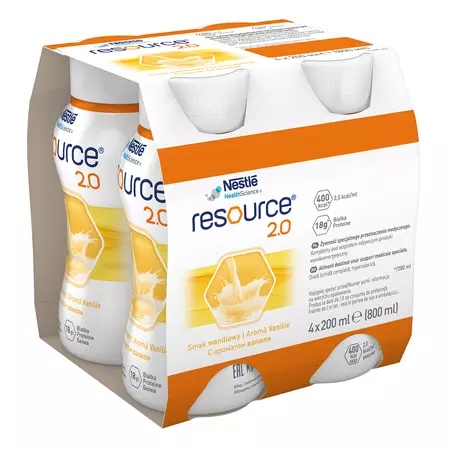 Resource 2.0 Vanilie, Hiperproteic, 4x200ml, Nestle