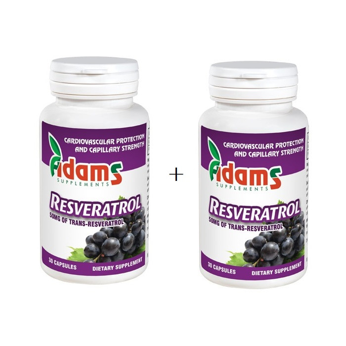 Resveratrol 50mg, 30 capsule, Adams Vision Pachet 2x 30 capsule