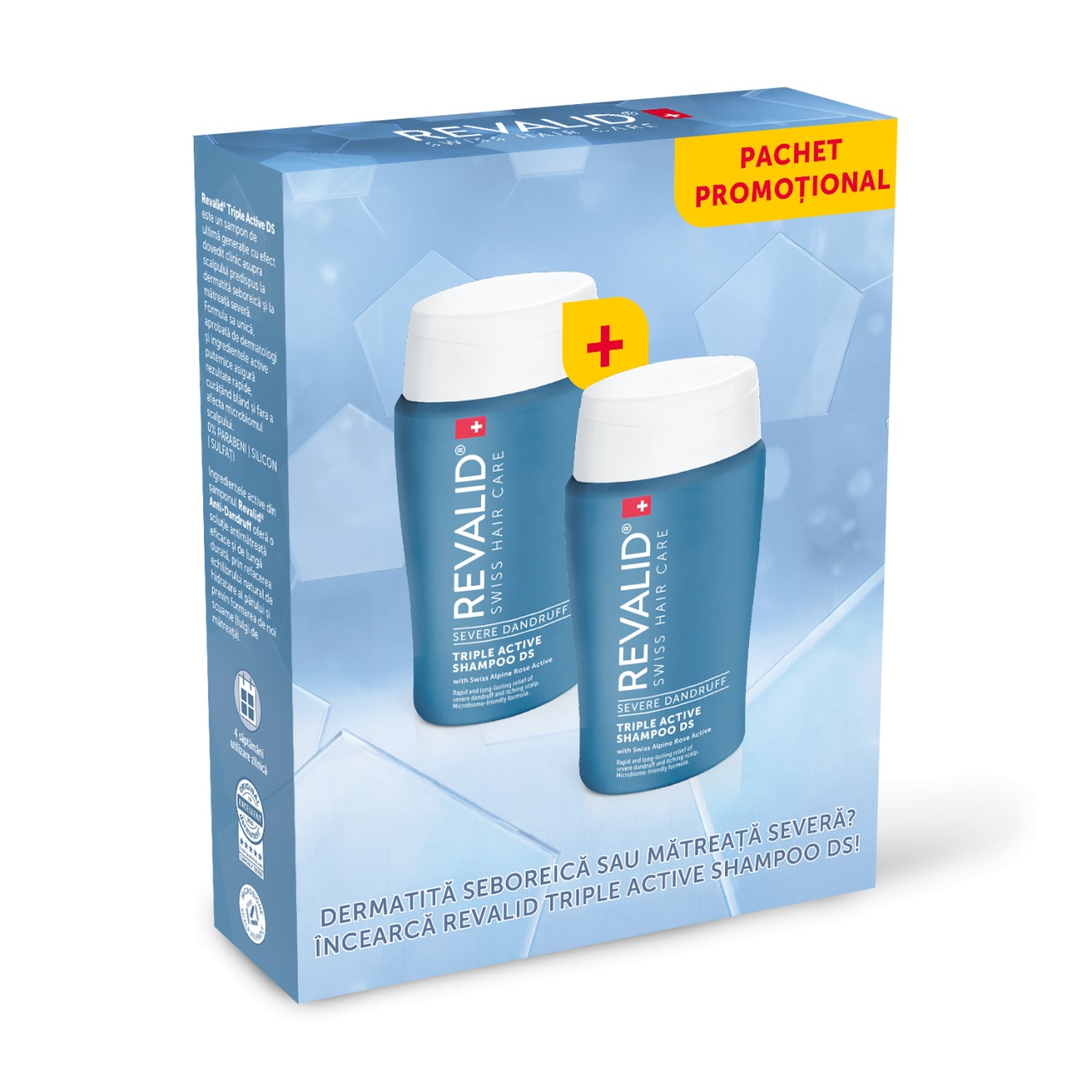 Revalid DS Triple Active Pachet Sampon pentru matreata severa, 2 x 150 ml, Ewopharma