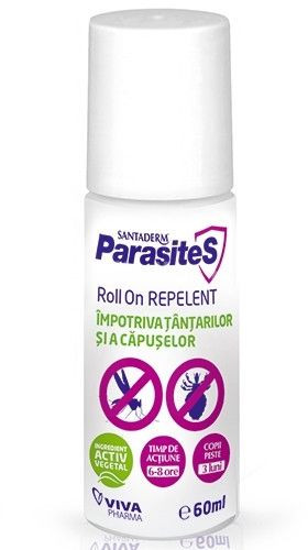 Roll-on repelent impotriva tantarilor si capuselor, Parasites Santaderm, 60 ml