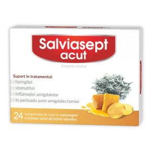 Salviasept acut cu nanoargint, 24 comprimate de supt, Zdrovit