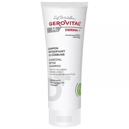 Sampon detoxifiant cu carbune H3 Derma+, 200ml, 413, Gerovital