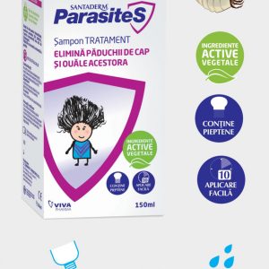 Sampon Parasites tratament paduchi, 150ml + Pieptene Cadou, Santaderm