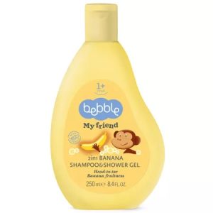 Sampon si gel de dus 2 in 1 My Friend cu aroma de banane +12l, 250ml, Bebble
