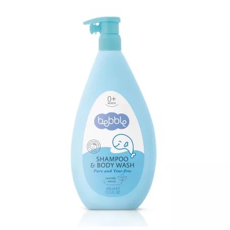 Sampon si gel de dus pentru copii 2 in 1 cu extract de lavanda, 400ml, Bebble