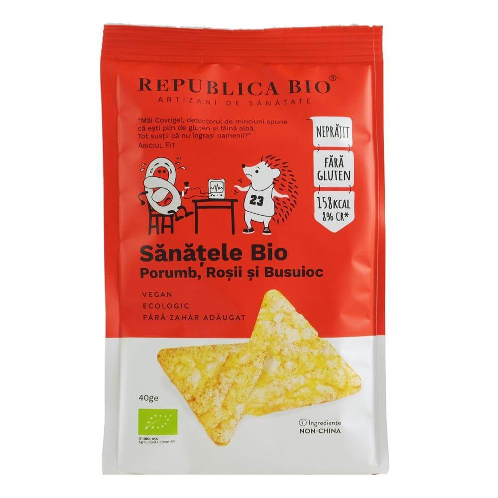 Sanatele Bio cu porumb, rosii si busuioc, eco, fara gluten, 40 g, Republica Bio