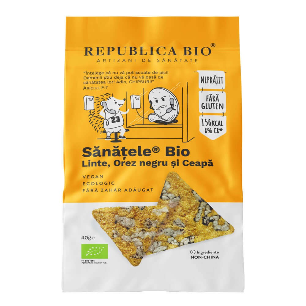 Sanatele Bio linte, orez negru si ceapa ECO fara gluten, 40g, Republica BIO