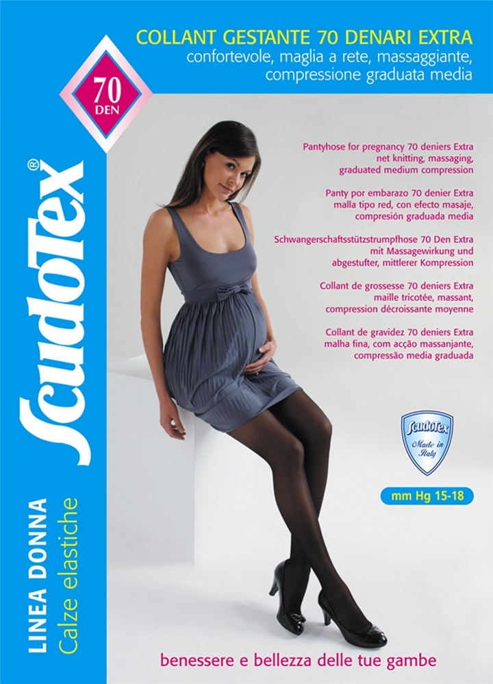 Scudotex 476 Ciorapi compresivi gravide pantaloni, compresie medie 70 DEN, Nero, marimea 4-L