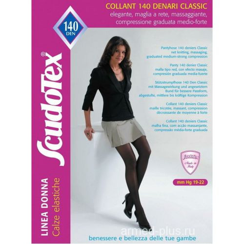 Scudotex 489 Ciorapi medicali coapsa, compresie forte 140 DEN, Nero, marimea 6-XXL