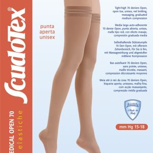 Scudotex 823 Ciorapi medicali coapsa, varf deschis, compresie medie 70 DEN, Nero, marimea 5-XL