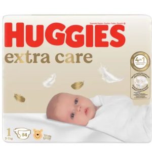 Scutece Extra Care Marimea 1, 2-5 kg, 84 bucati, Huggies
