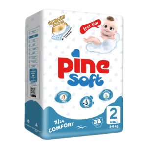 Scutece pentru bebelusi Mini nr. 2, 3-6kg, 38 bucati, Pine Soft