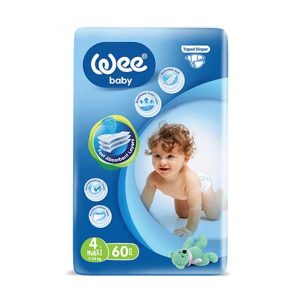 Scutece pentru copii Maxi marimea 4, 7-14kg, 60 bucati, Wee Baby