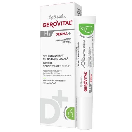 Ser antiacneic H3 Derma+ cu aplicare locala – 15 ml, Gerovital
