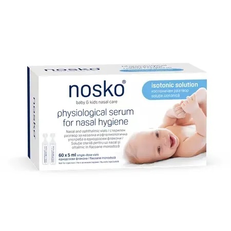 Ser Fiziologic pentru Igiena Nazala si Oftalmica, 60 monodoze x 5 ml, Nosko