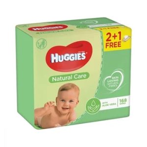 Servetele umede Natural Care cu Aloe Vera, 56 bucati, 3 pachete, Huggies