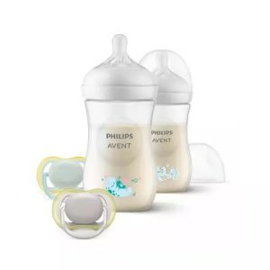 Set biberoane Natural Response SCD837/11, 260ml, 2 bucati + 2 suzete Ultra air, 0-6luni, Philips Avent