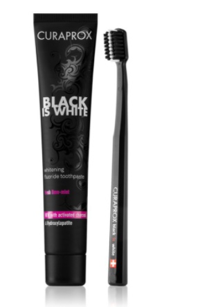 Set de ingrijire dentara Black is White, Curaprox