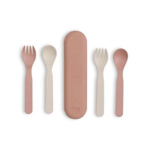 Set de tacamuri 2 furculite + 2 lingurite + cutie - Pink/Cream, Citron