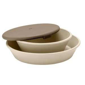 Set farfurie si bol cu capac Vanilla, Bibs
