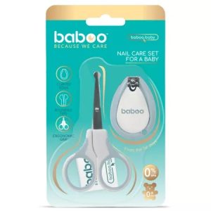 Set ingrijire unghii bebe cu forfecuta si unghiera, Albastru, 0 luni+, Baboo