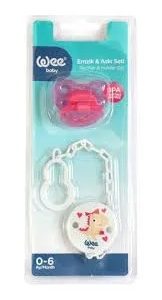 Set Suzeta silicon 0-6 luni si lant suzeta, Wee Baby