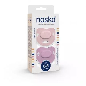 Set suzete pentru bebelusi 0-6 luni, Roz & Lila, 2 bucati, Nosko Baby