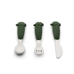 Set tacamuri din inox si silicon - Dino Green, 3 piese, Citron
