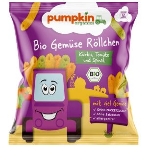 Snack bio tubulete din porumb cu dovleac, rosii si spanac +12luni, 20g, Pumpkin Organics