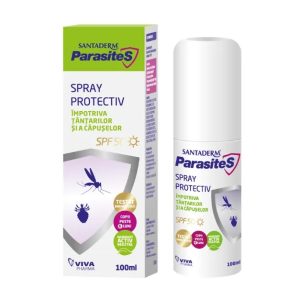 Spray repelent tantari si capuse cu protectie solara SPF50 Parasites Santaderm, 100ml, Viva Pharma