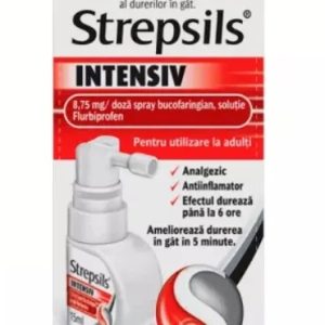 Strepsils Intensiv spray bucofaringian 8,75mg/doza cu cirese si menta, 15ml, Reckitt