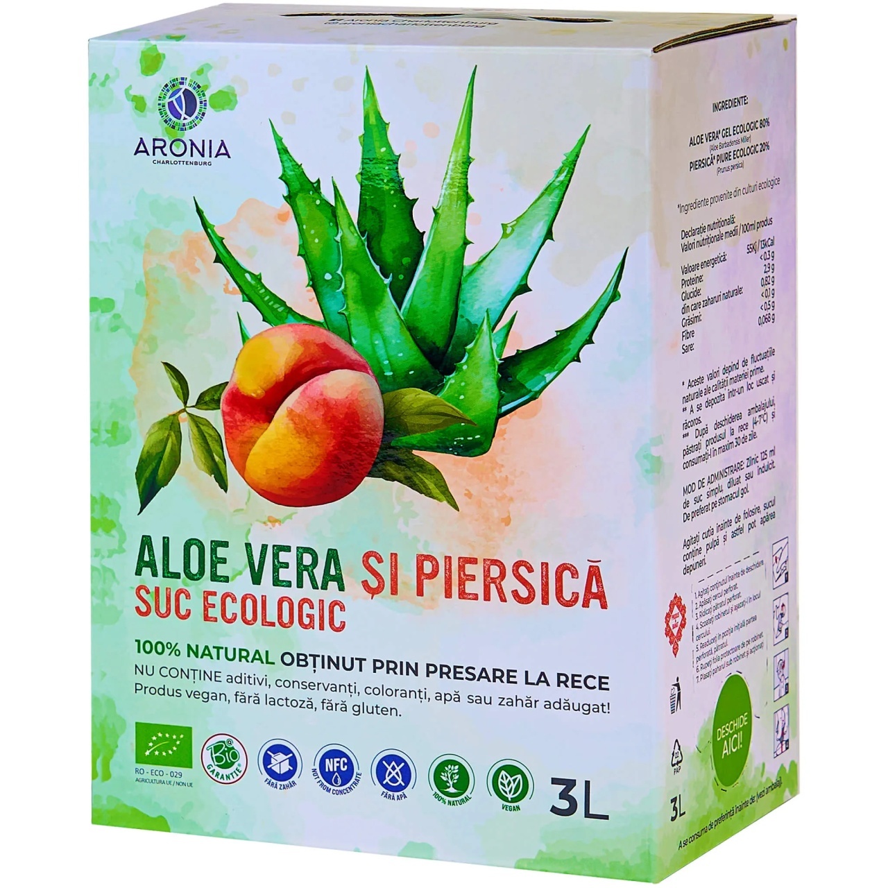 Suc de Aloe Vera si Piersica Eco, 3L, Aronia Charlottenburg