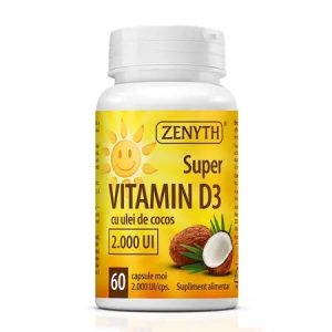 Super vitamina D3 2000UI cu ulei de cocos, 60 capsule, Zenyth