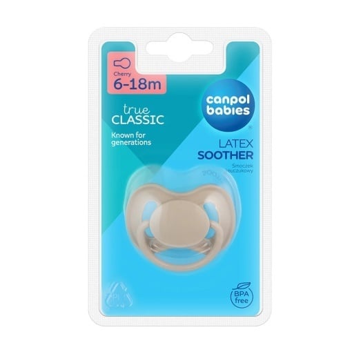 Suzeta Cherry din latex 6-18 luni – Canpol babies, bej