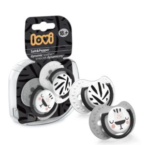 Suzeta silicon dynamic 18+luni salt&pepper, 2 bucati, 22/880, Lovi