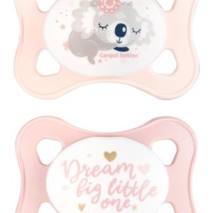 Suzeta simetrica din silicon Sleepy Koala fosforescenta roz 0-6l, 2 bucati, 22/658, Canpol