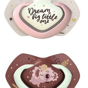 Suzetă simetrică din silicon Sleepy Koala fosforescentă roz 6–18 luni, 2 bucăți, Canpol